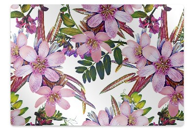 Desk chair mat pink flowers