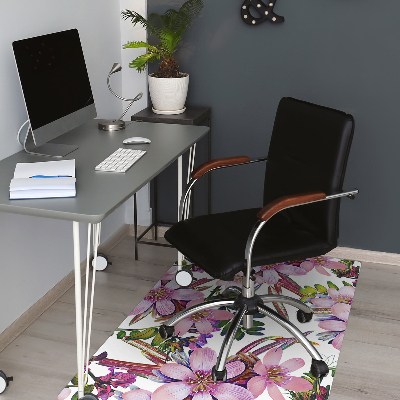 Desk chair mat pink flowers