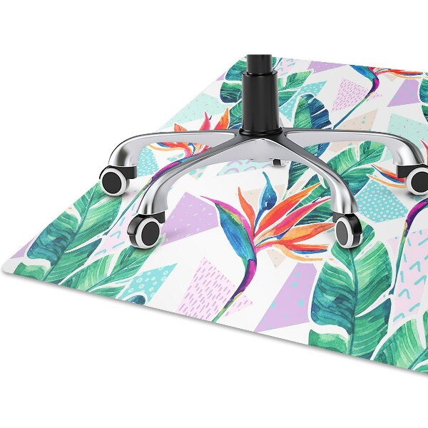 Chair mat floor panels protector Tropical flora