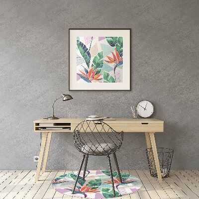 Chair mat floor panels protector Tropical flora