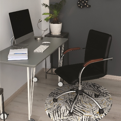 Desk chair mat black leaves