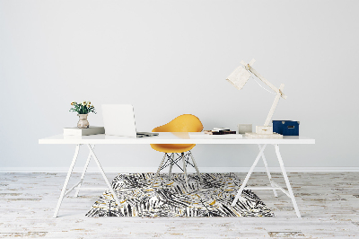 Desk chair mat black leaves