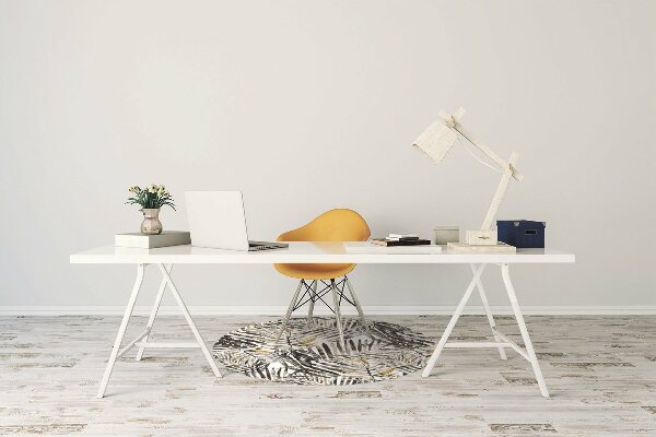 Desk chair mat black leaves