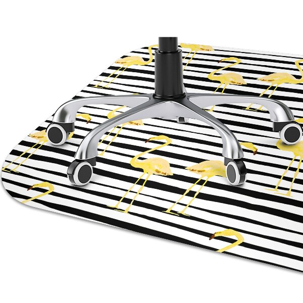 Office chair floor protector Gold flamingos