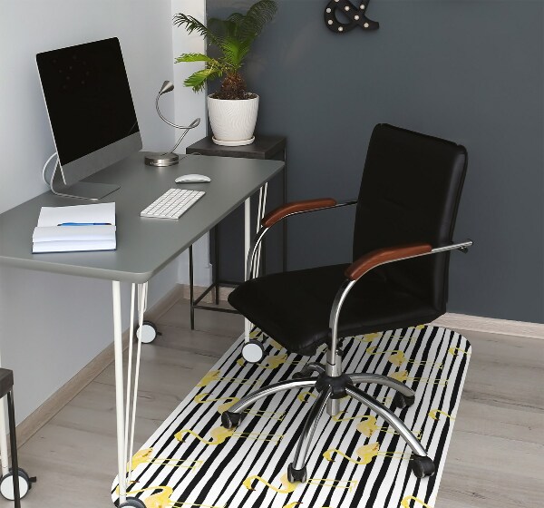 Office chair floor protector Gold flamingos