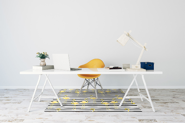 Office chair floor protector Gold flamingos
