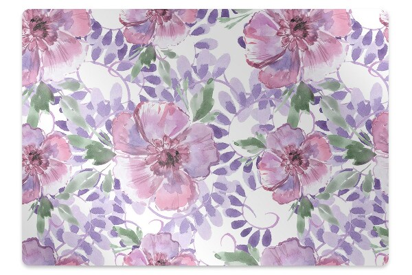 Chair mat floor panels protector purple flowers