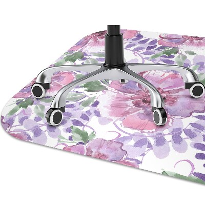 Chair mat floor panels protector purple flowers