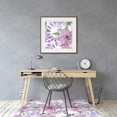 Chair mat floor panels protector purple flowers