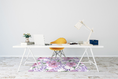 Chair mat floor panels protector purple flowers