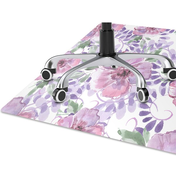 Chair mat floor panels protector purple flowers