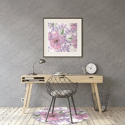 Chair mat floor panels protector purple flowers