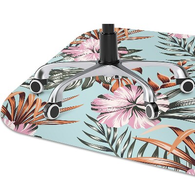 Chair mat floor panels protector hibiscus flowers