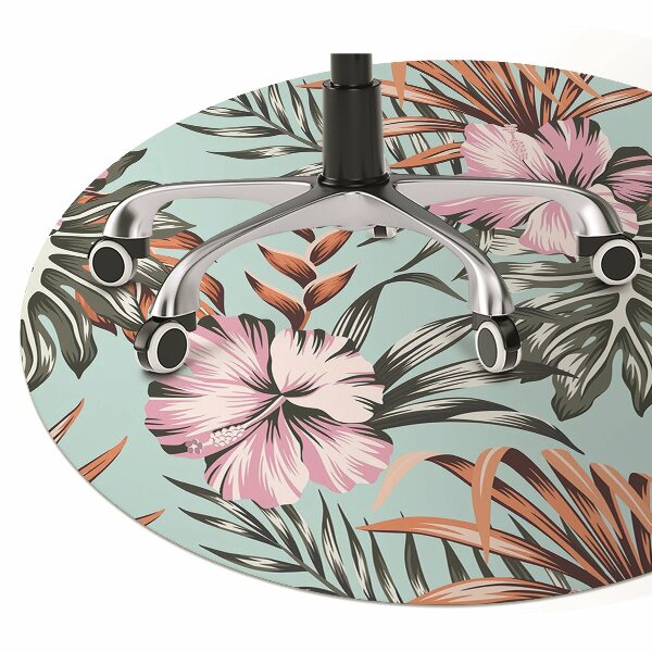 Chair mat floor panels protector hibiscus flowers
