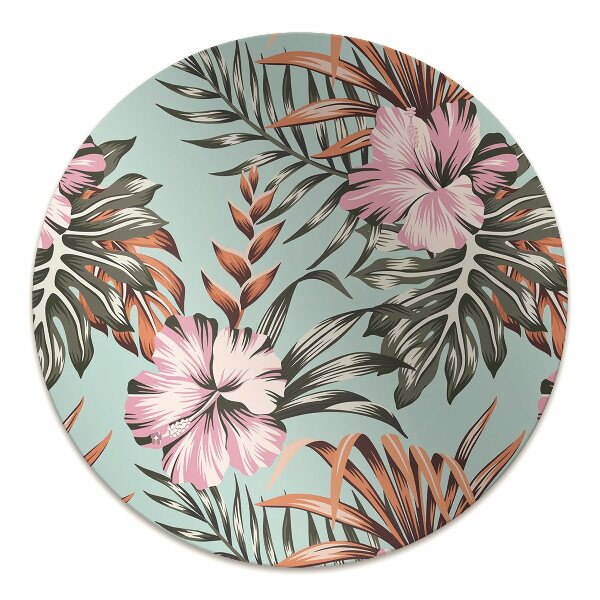 Chair mat floor panels protector hibiscus flowers