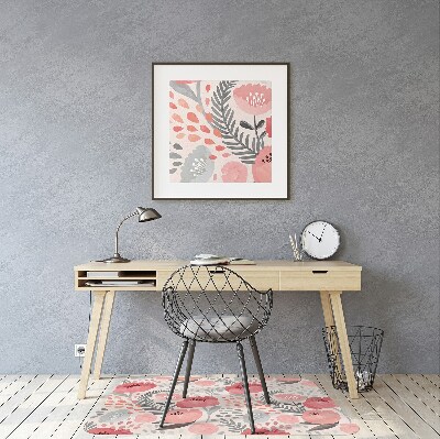 Desk chair mat painted poppies