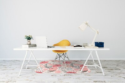 Desk chair mat painted poppies