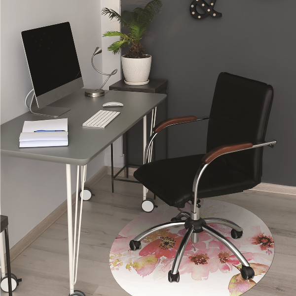 Chair mat floor panels protector pastel flowers