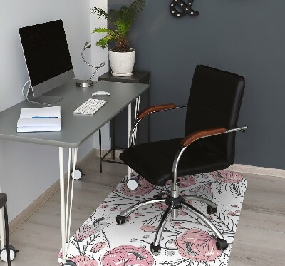 Office chair floor protector Pastel Roses Art