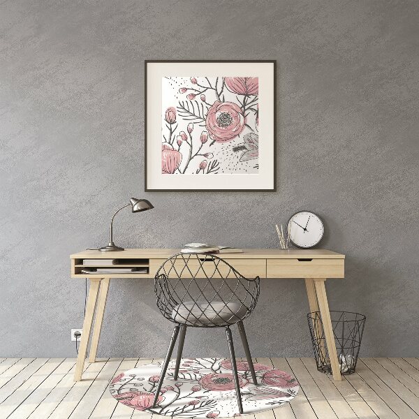 Office chair floor protector Pastel Roses Art