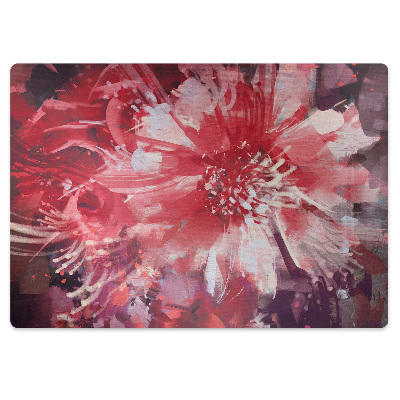 Office chair floor protector red flower