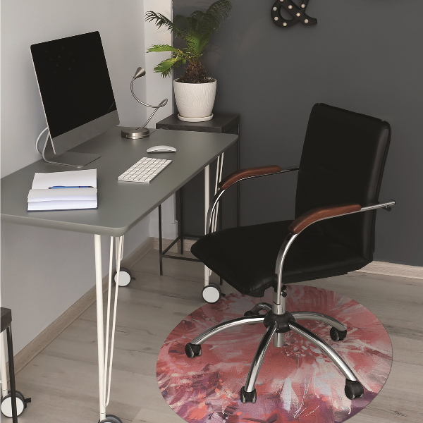 Office chair floor protector red flower