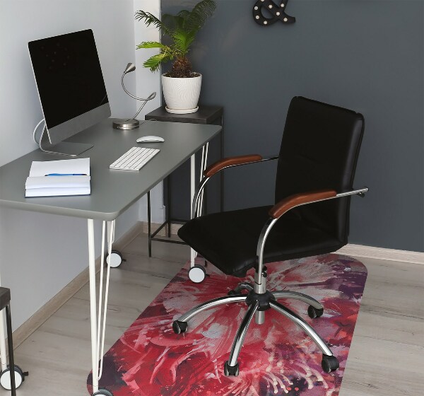 Office chair floor protector red flower