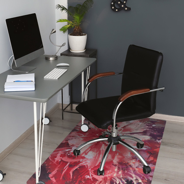 Office chair floor protector red flower