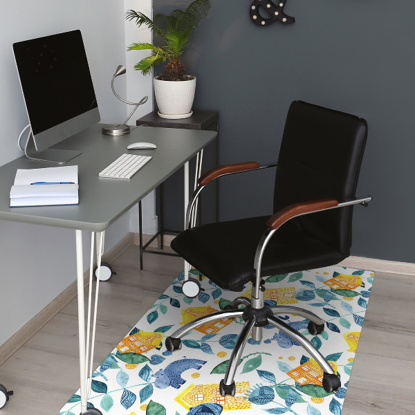 Office chair mat Hippos and houses