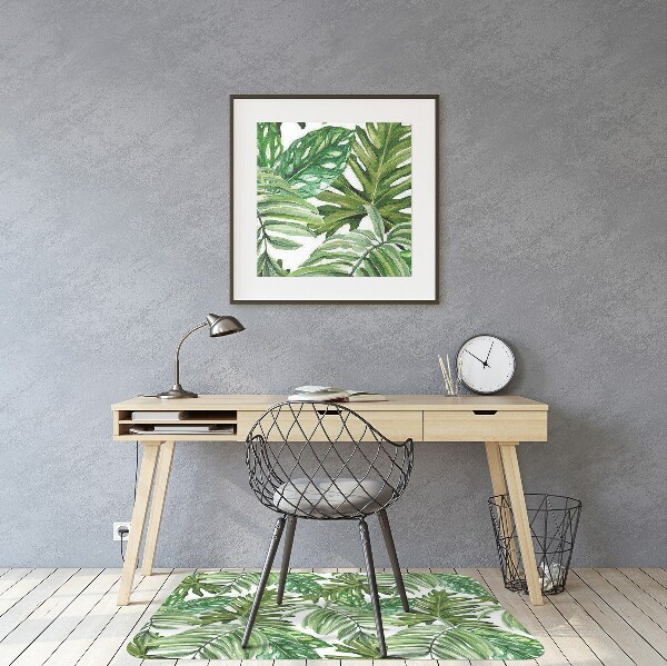 Office chair mat tropical leaves