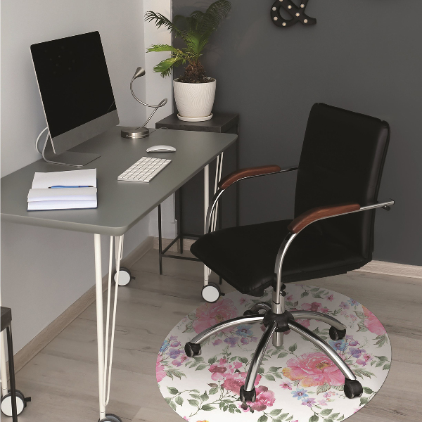 Office chair mat Roses vintage style