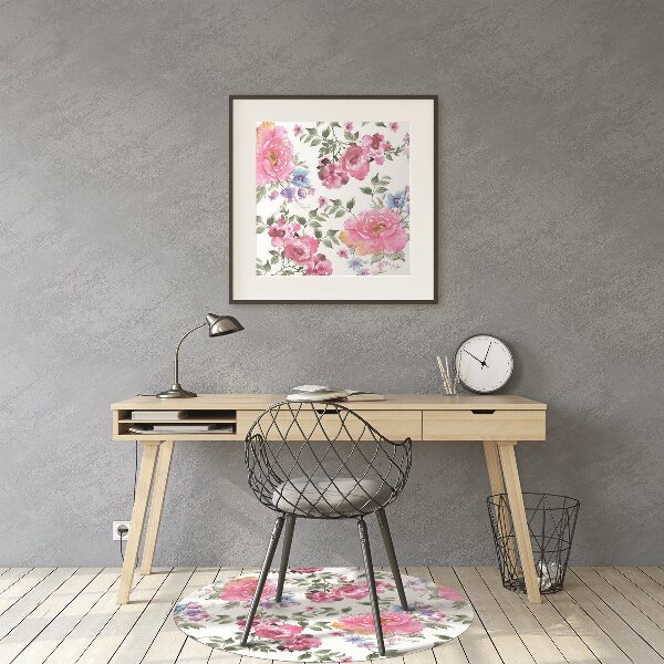 Office chair mat Roses vintage style