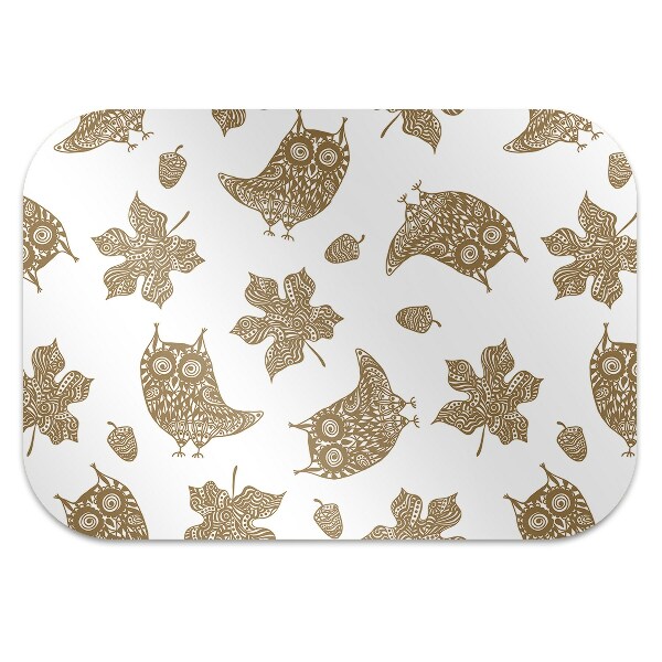 Desk chair mat Leaves and owls