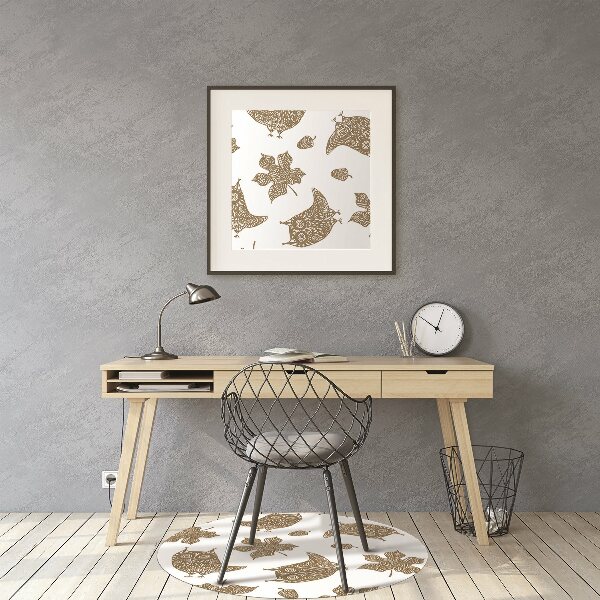 Desk chair mat Leaves and owls