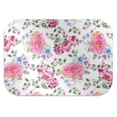 Desk chair mat pink flowers