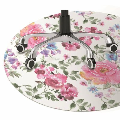 Desk chair mat pink flowers