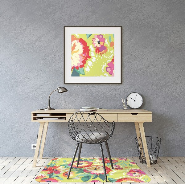 Office chair mat Colorful flowers