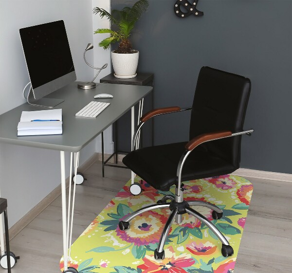 Office chair mat Colorful flowers
