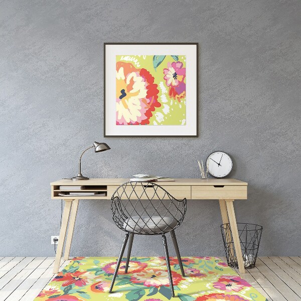 Office chair mat Colorful flowers