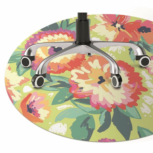 Office chair mat Colorful flowers