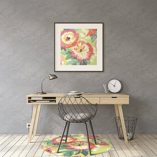 Office chair mat Colorful flowers