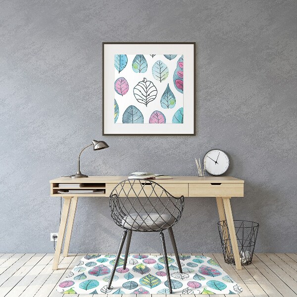 Office chair floor protector cartoonish leaves