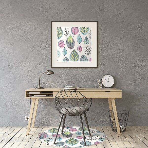 Office chair floor protector cartoonish leaves