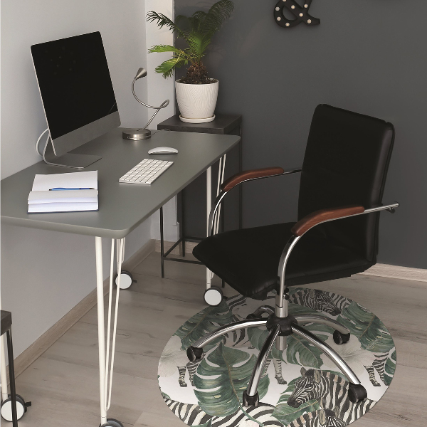 Chair mat floor panels protector Zebras in the leaves