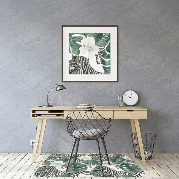 Chair mat floor panels protector Zebras in the leaves