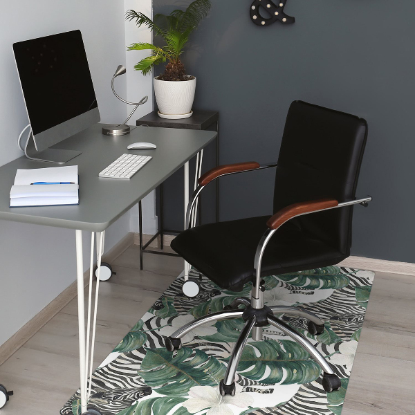 Chair mat floor panels protector Zebras in the leaves