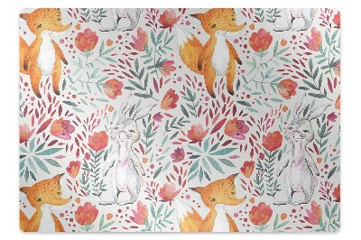 Computer chair mat Fox and rabbit