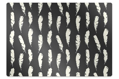 Desk chair mat white feathers