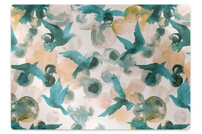 Office chair floor protector watercolor birds