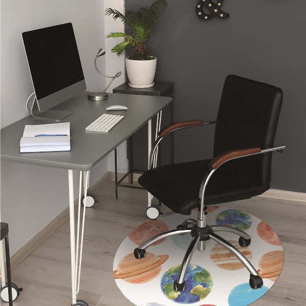 Chair mat floor panels protector colored planet